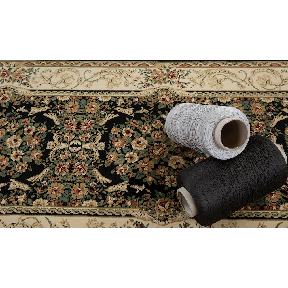 Aubusson 01 Traditional Medallion Runner Rug – Black/Beige. Picture 4