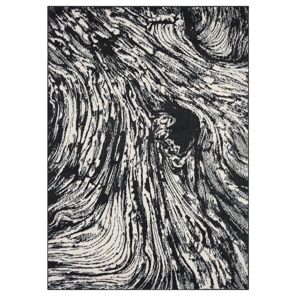 Atlas 13 Swirl Black & Ivory Area Rug. Picture 1