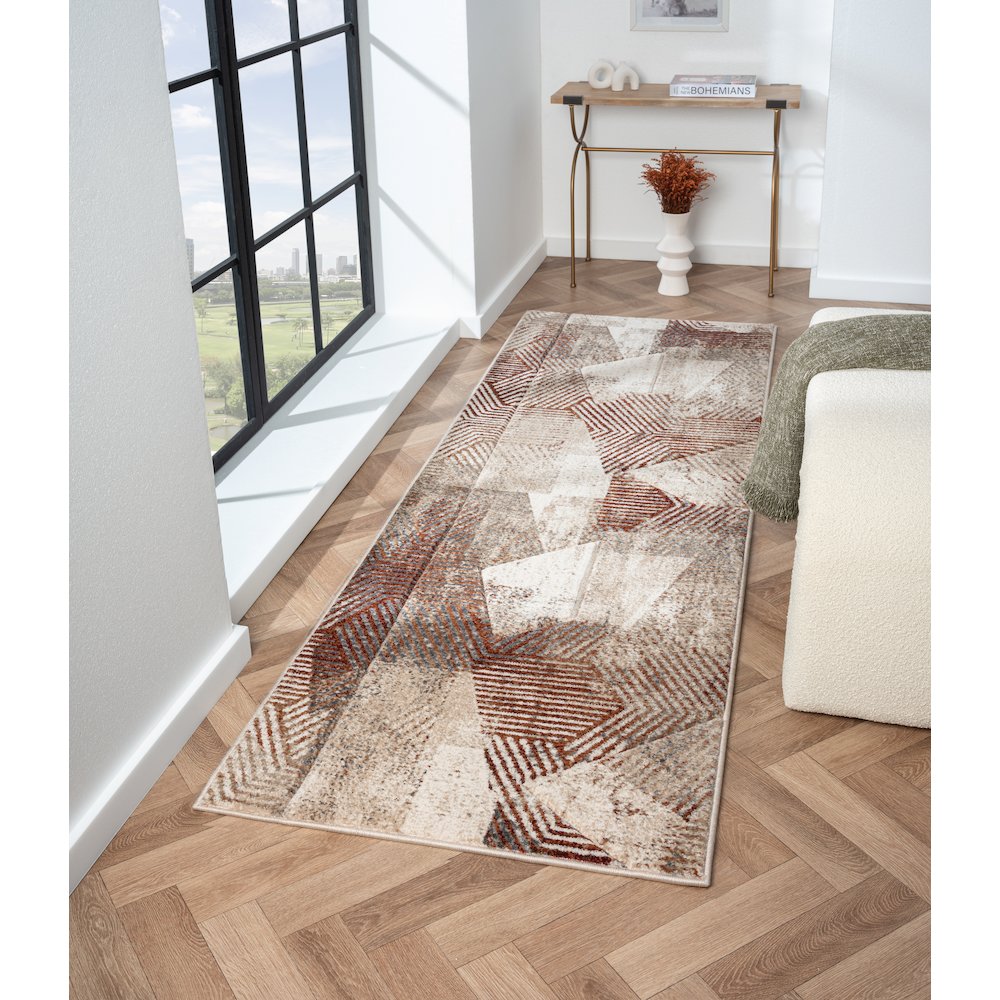 Alexia 05 Abstract Area Rug – Rust, Beige & Cream. Picture 2