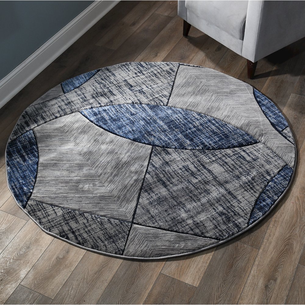 Alexia 08 Modern Geometric Area Rug – Blue & Gray. Picture 1