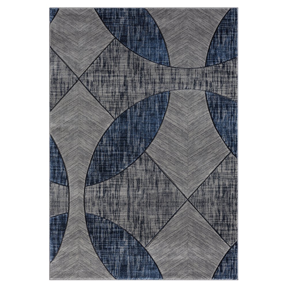 Alexia 08 Modern Geometric Area Rug – Blue & Gray. Picture 1