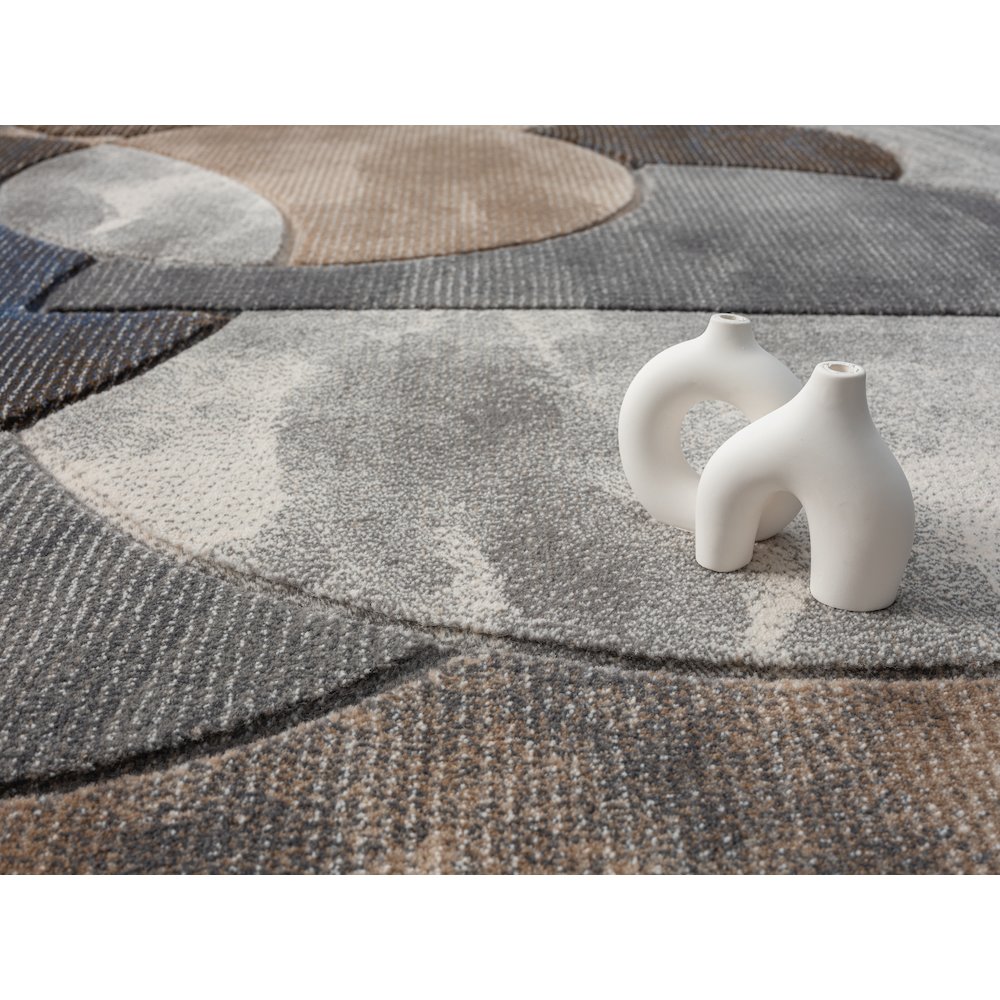Alexia 02 Circular Abstract Area Rug – Beige, Navy & Gray. Picture 5