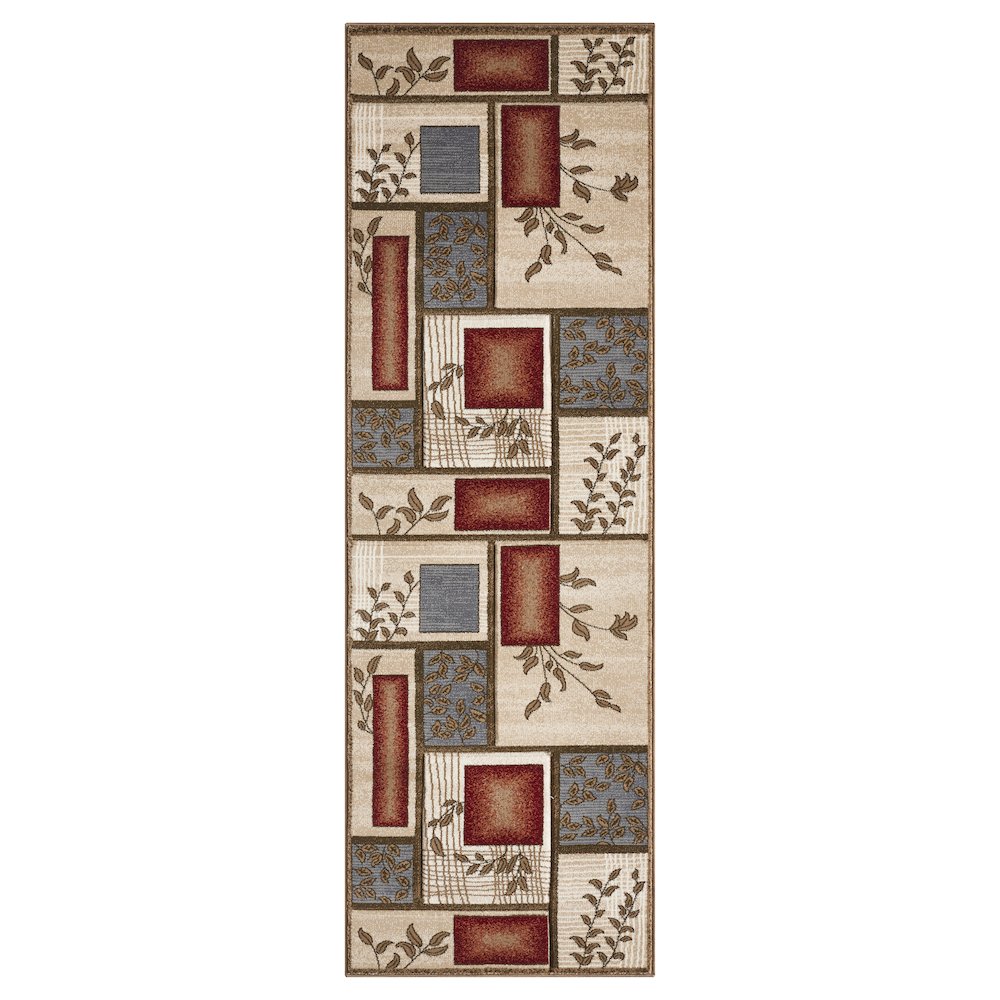 Alexia 10 Traditional Patchwork Area Rug – Red, Blue & Beige. Picture 1