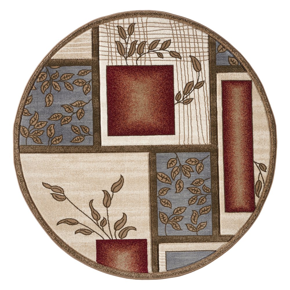 Alexia 10 Traditional Patchwork Area Rug – Red, Blue & Beige. Picture 1
