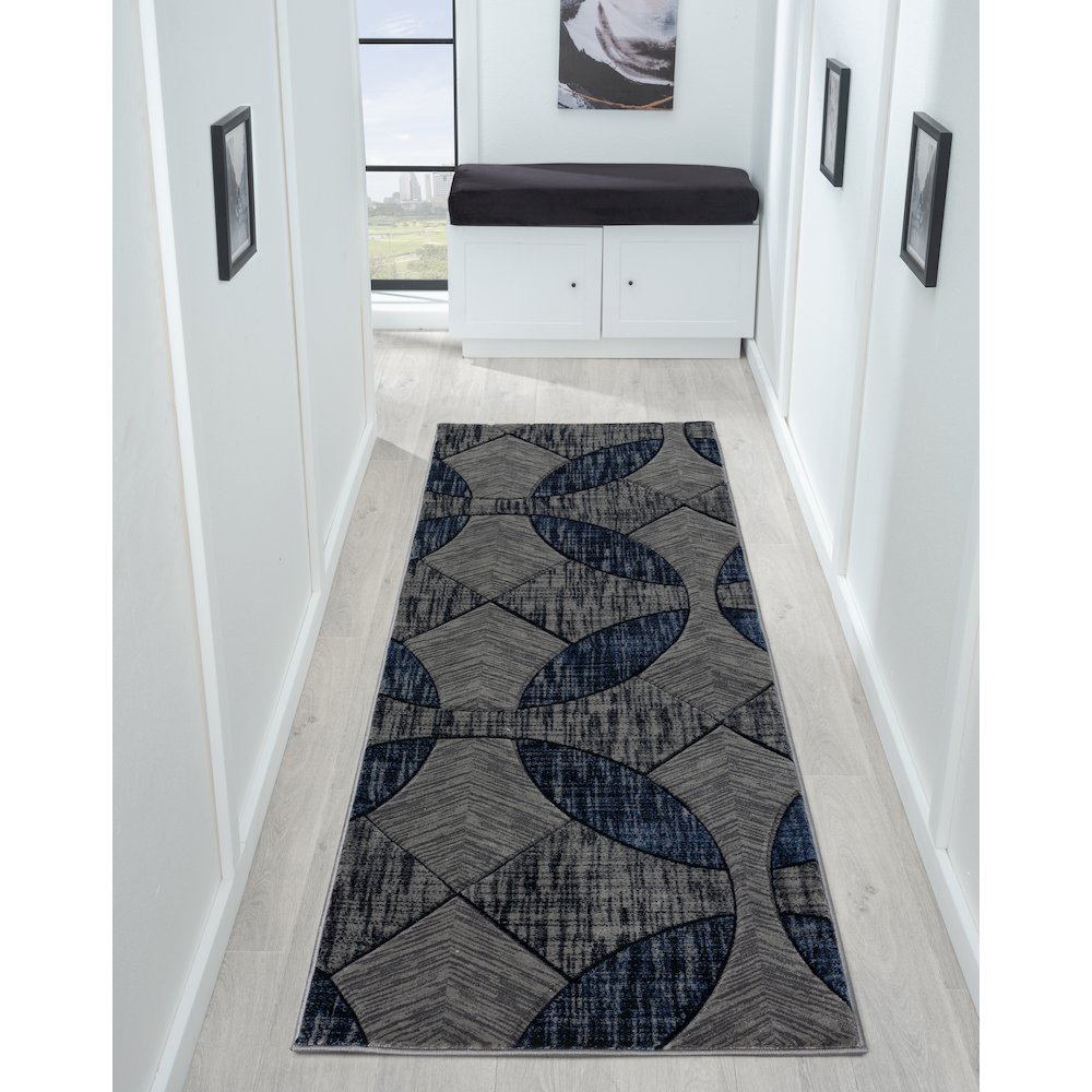 Alexia 08 Modern Geometric Area Rug – Blue & Gray. Picture 2