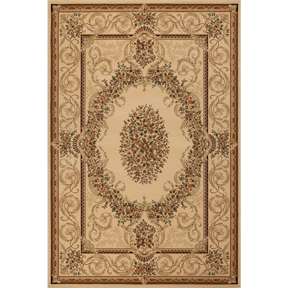 Aubusson 01 Traditional Medallion Area Rug – Beige. Picture 1