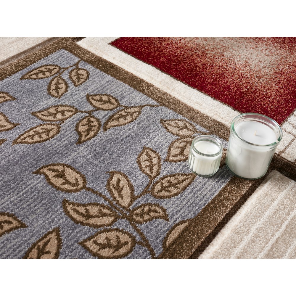 Alexia 10 Traditional Patchwork Area Rug – Red, Blue & Beige. Picture 5