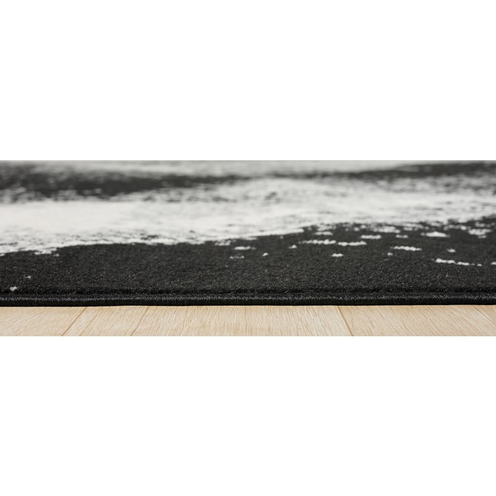 Atlas 08 Abstract Ink Black & Ivory Area Rug. Picture 4