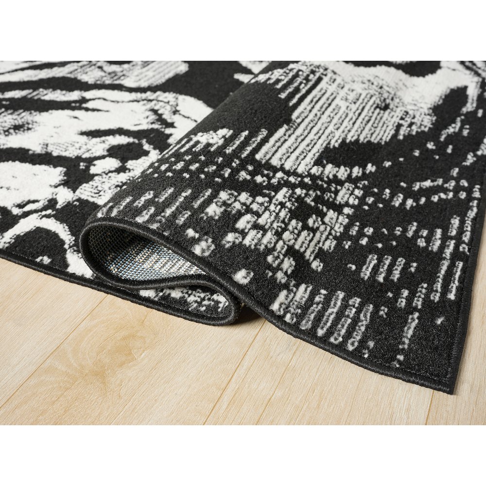 Atlas 11 Fluid Marble Black & Ivory Area Rug. Picture 4