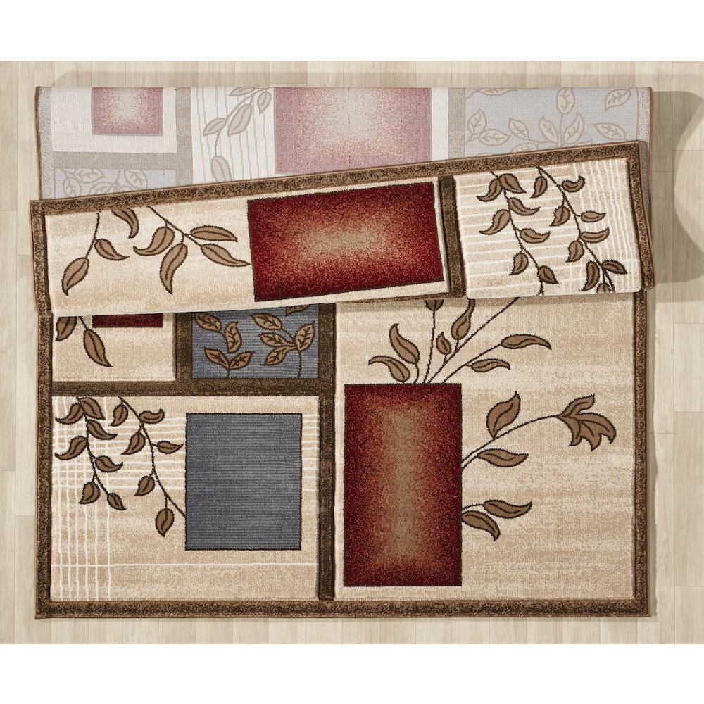 Alexia 10 Traditional Patchwork Area Rug – Red, Blue & Beige. Picture 4