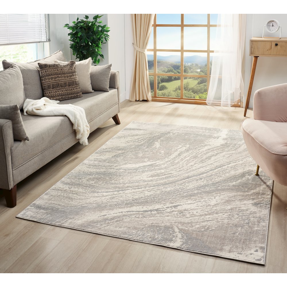 Atlas 03 Marble Swirl Light Gray & Cream Area Rug. Picture 2