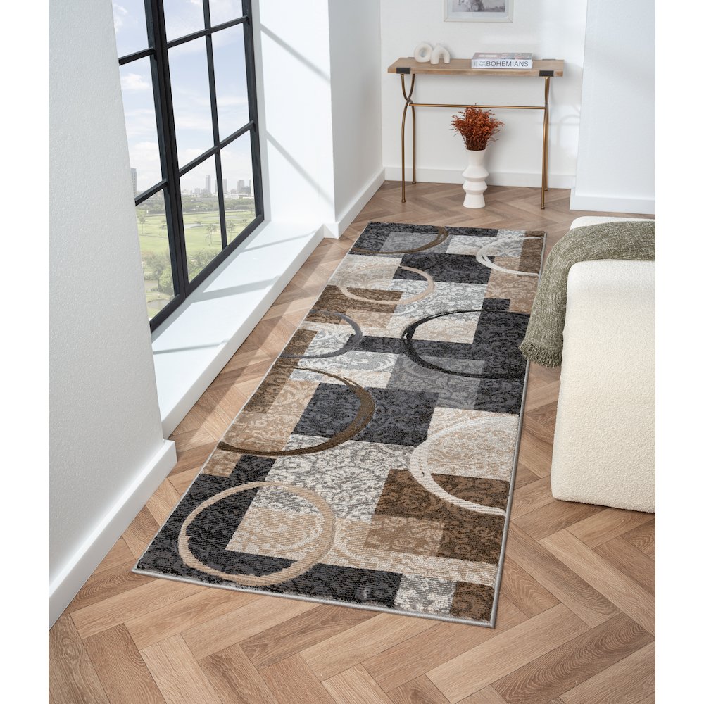 Alexia 06 Modern Abstract Area Rug – Beige, Brown & Gray. Picture 2