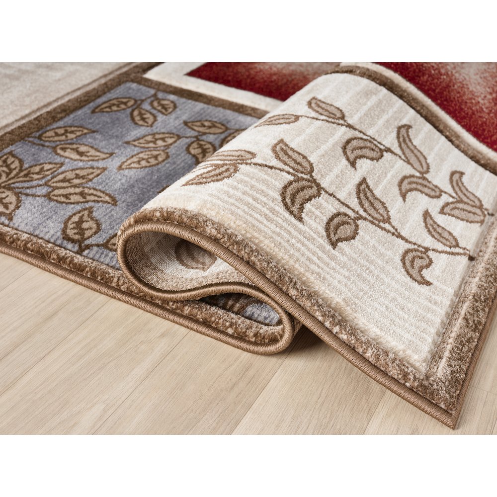 Alexia 10 Traditional Patchwork Area Rug – Red, Blue & Beige. Picture 2