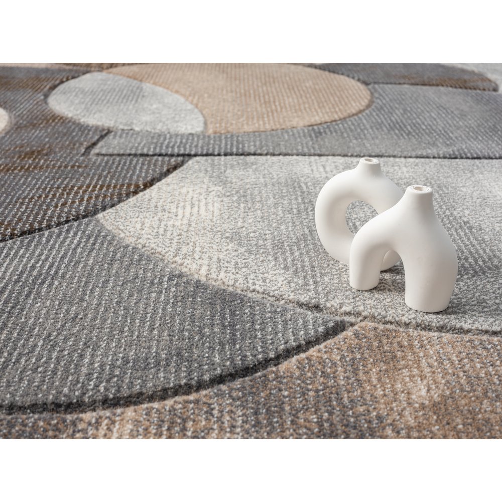 Alexia 01 Circular Abstract Area Rug – Beige, Gray & Taupe. Picture 5
