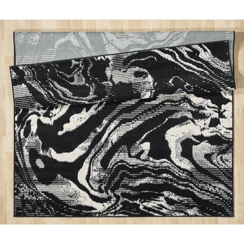 Atlas 11 Fluid Marble Black & Ivory Area Rug. Picture 3