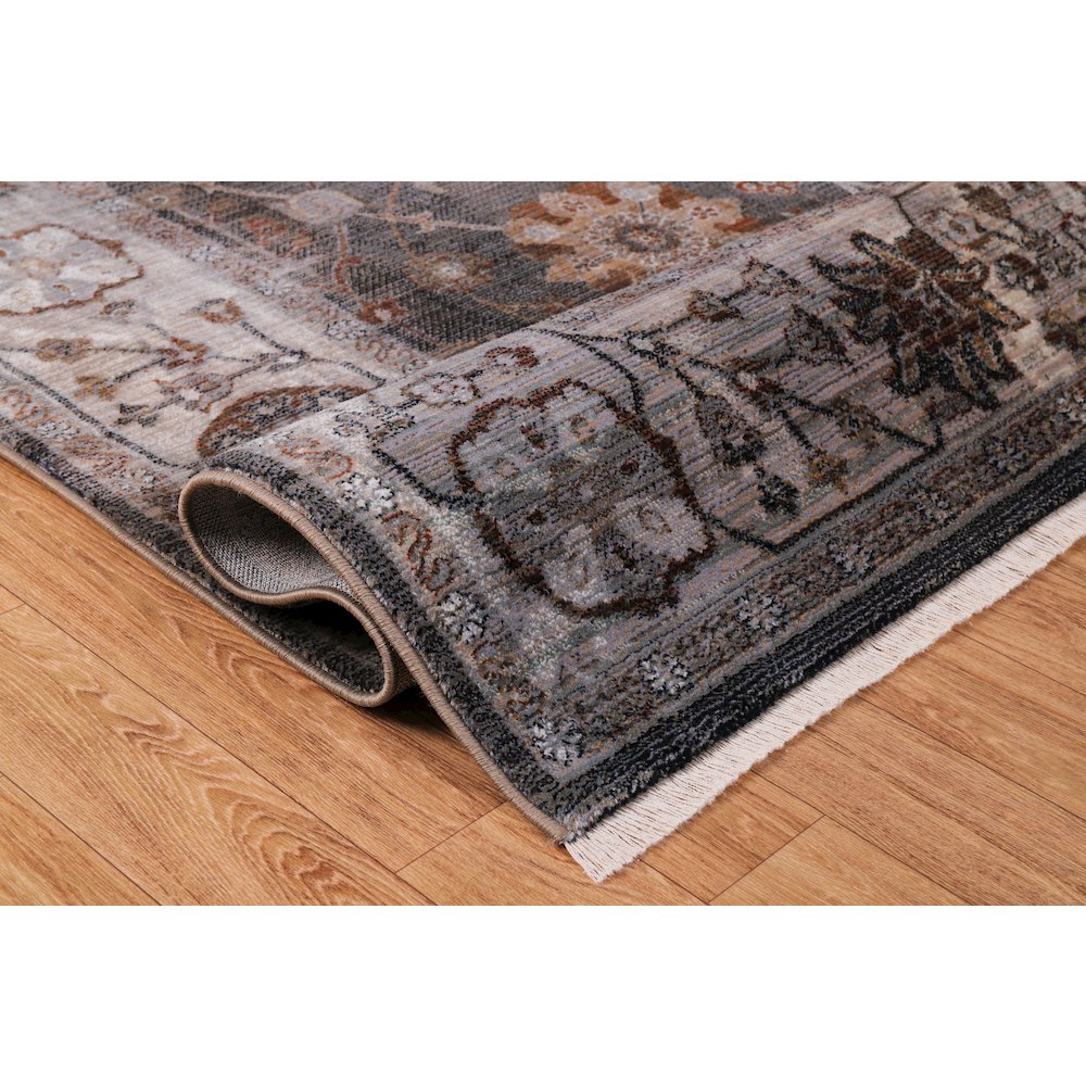 Ana 12 Distressed Floral Area Rug – Brown / Gray. Picture 4