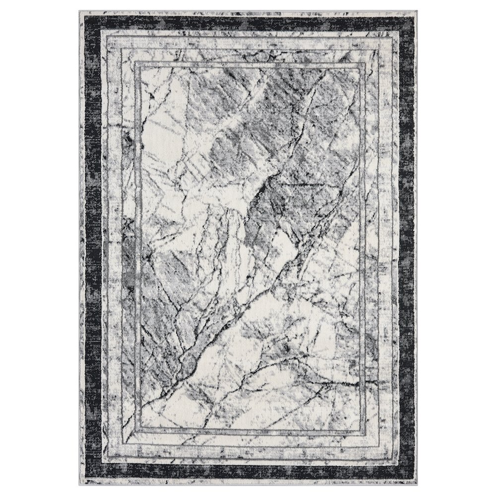Atlas 14 Framed Marble Gray & Ivory Area Rug. Picture 1