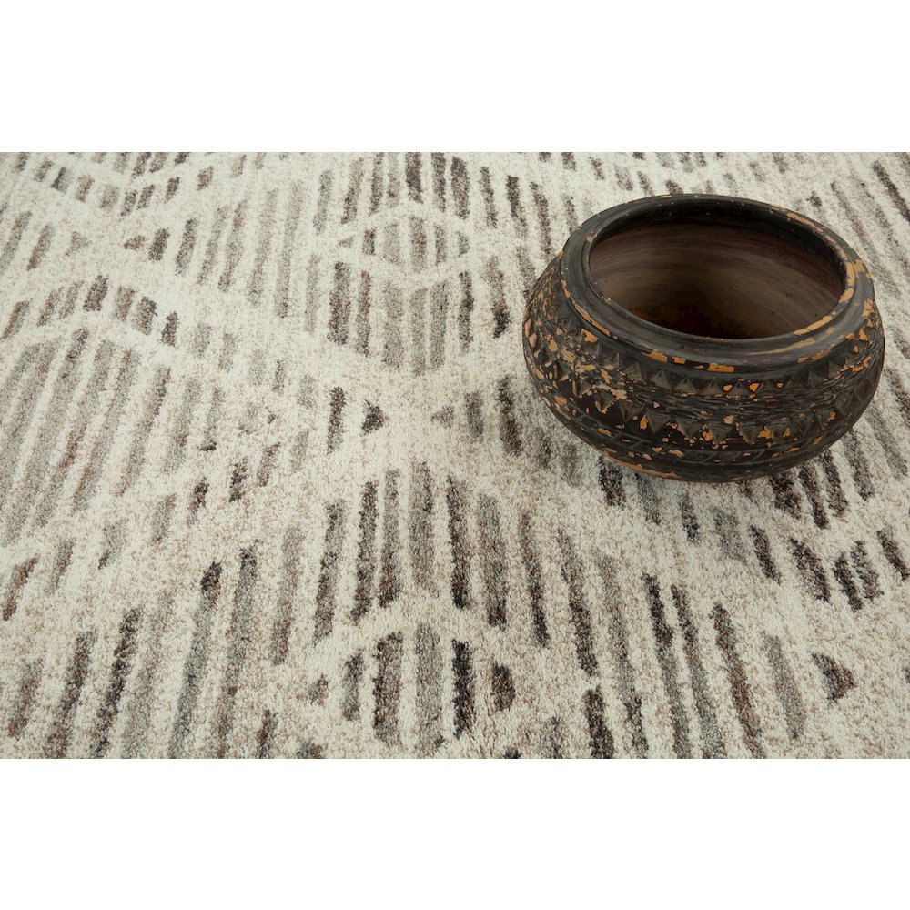 Bora 01 Geometric Diamond Area Rug - Ivory, Beige & Brown. Picture 5