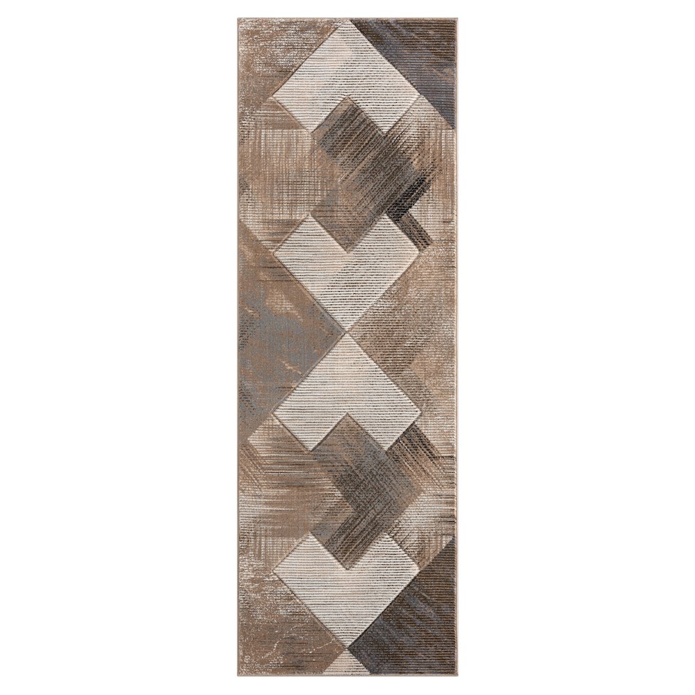 Alexia 04 Geometric Area Rug – Brown, Taupe & Cream. Picture 1