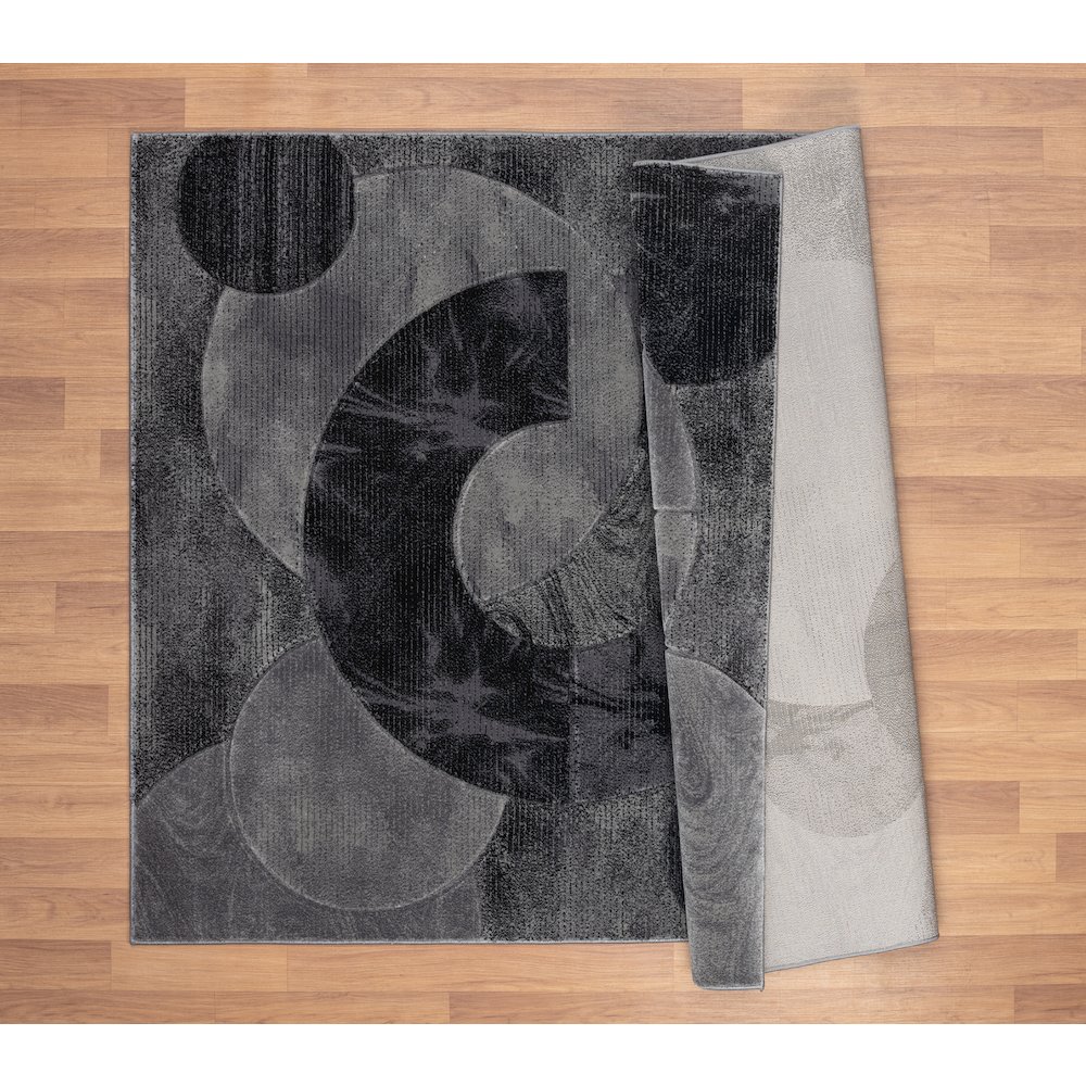Alexia 03 Circular Abstract Area Rug – Charcoal & Gray. Picture 4