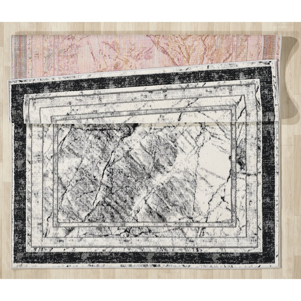 Atlas 14 Framed Marble Gray & Ivory Area Rug. Picture 4