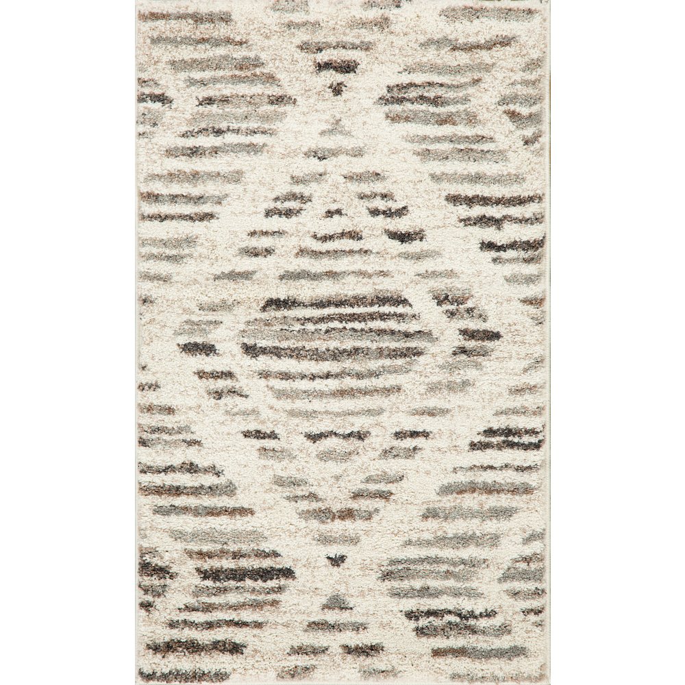Bora 01 Geometric Diamond Area Rug - Ivory, Beige & Brown. Picture 1