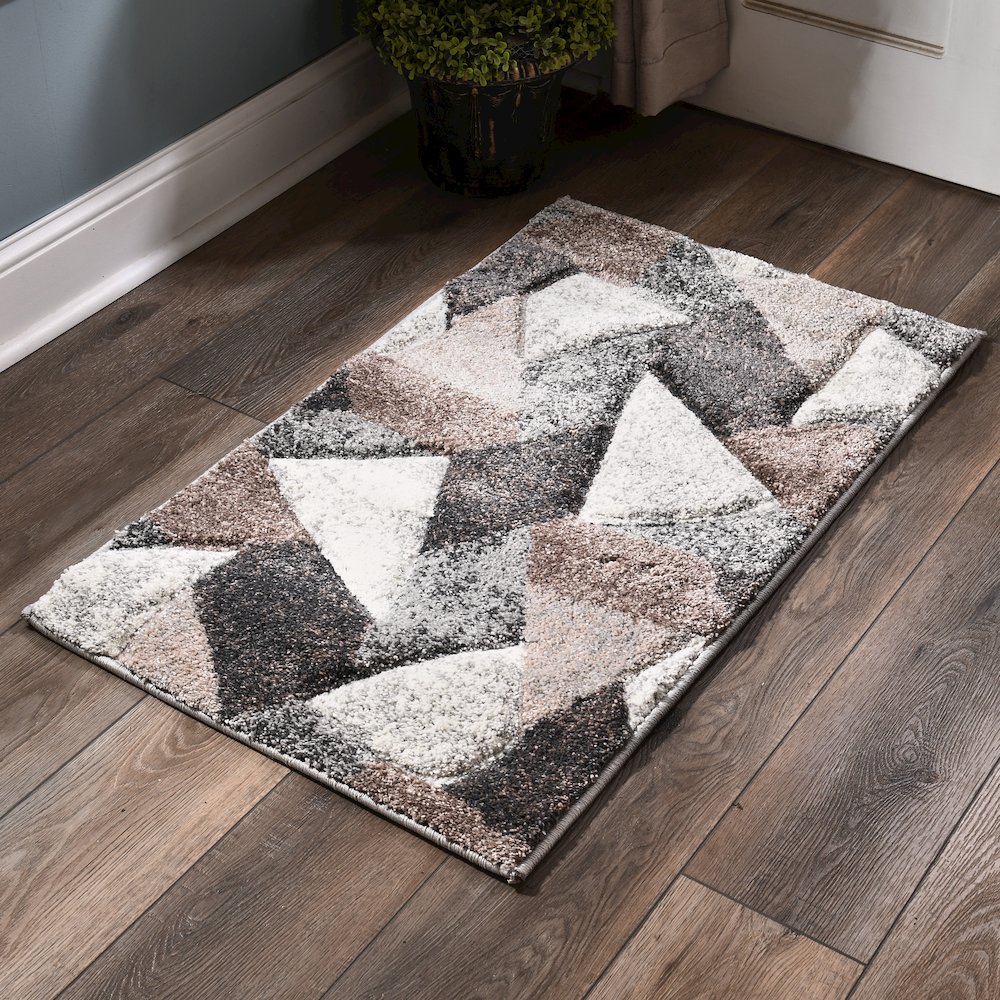 Bora 02 Abstract Mosaic Area Rug - Brown, Gray & Ivory. Picture 2
