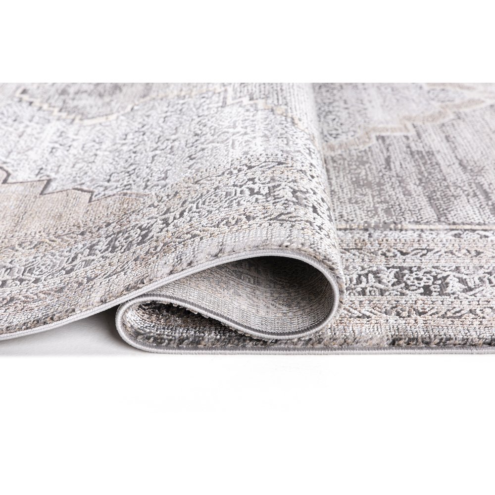 Bowman 06 Medallion Distressed Area Rug - Gray & Ivory. Picture 3