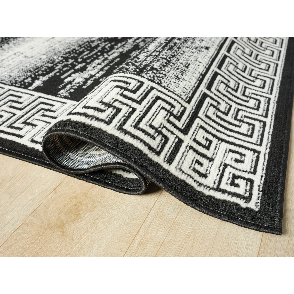 Atlas 07 Greek Key Border Charcoal & Ivory Area Rug. Picture 3