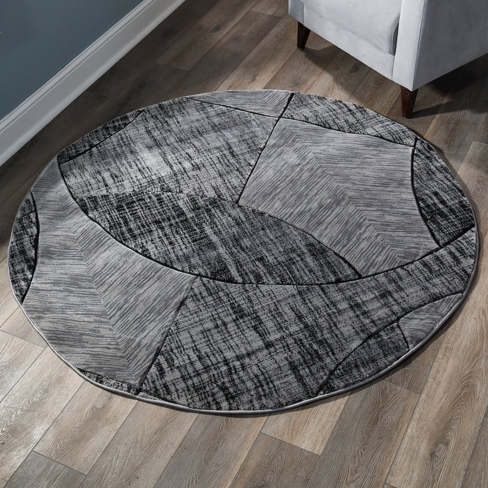 Alexia 09 Modern Geometric Area Rug – Gray & Charcoal. Picture 1