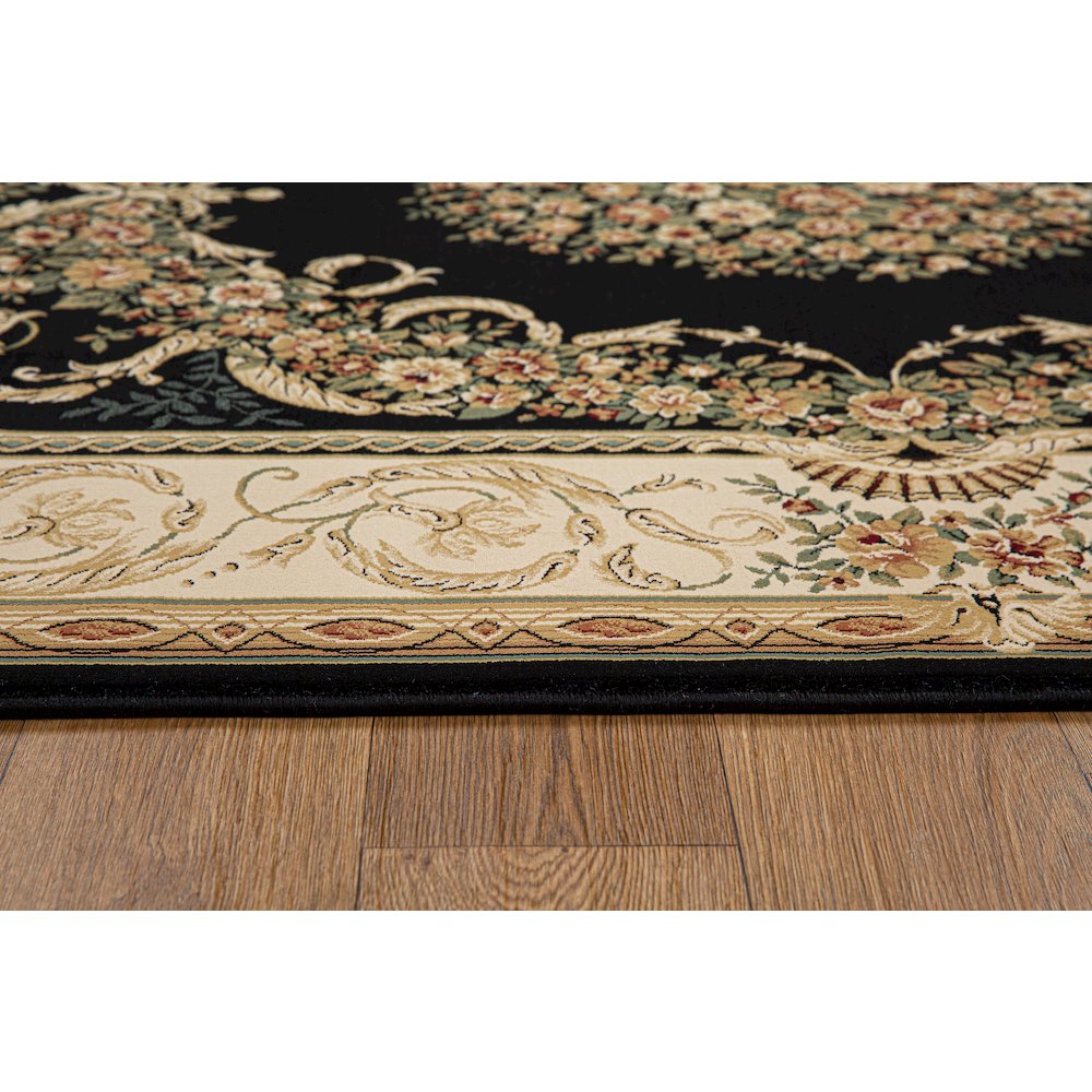 Aubusson 01 Traditional Medallion Area Rug – Black/Beige. Picture 4