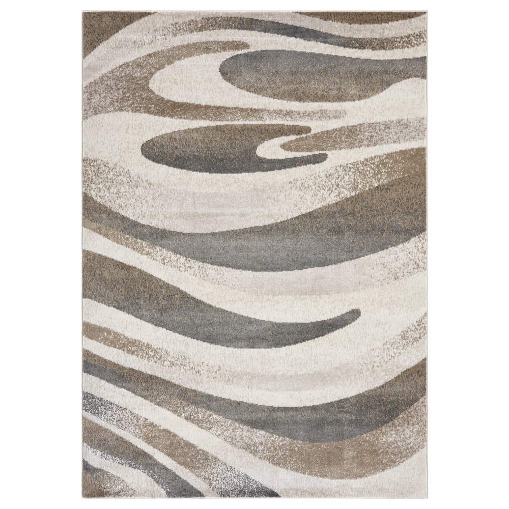 Atlas 02 Abstract Wave Beige & Gray Area Rug. Picture 1