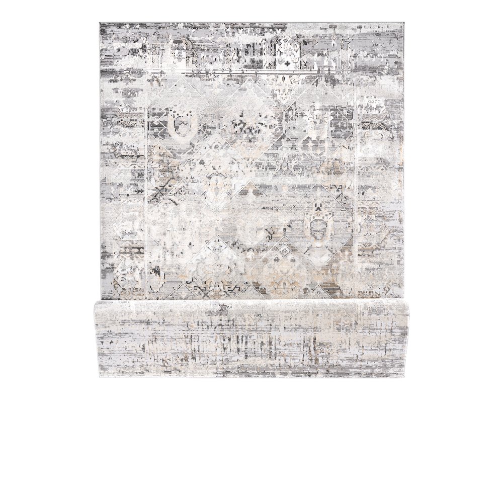 Bowman 08 Vintage Transitional Area Rug - Gray, Ivory & Beige. Picture 6