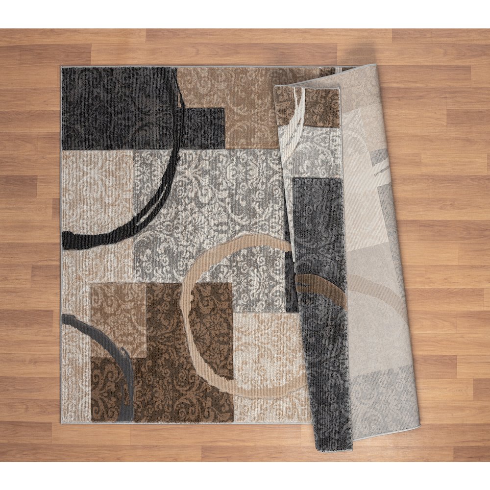Alexia 06 Modern Abstract Area Rug – Beige, Brown & Gray. Picture 4