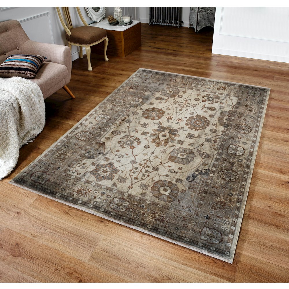 Ana 16 Traditional Floral Area Rug – Beige. Picture 2