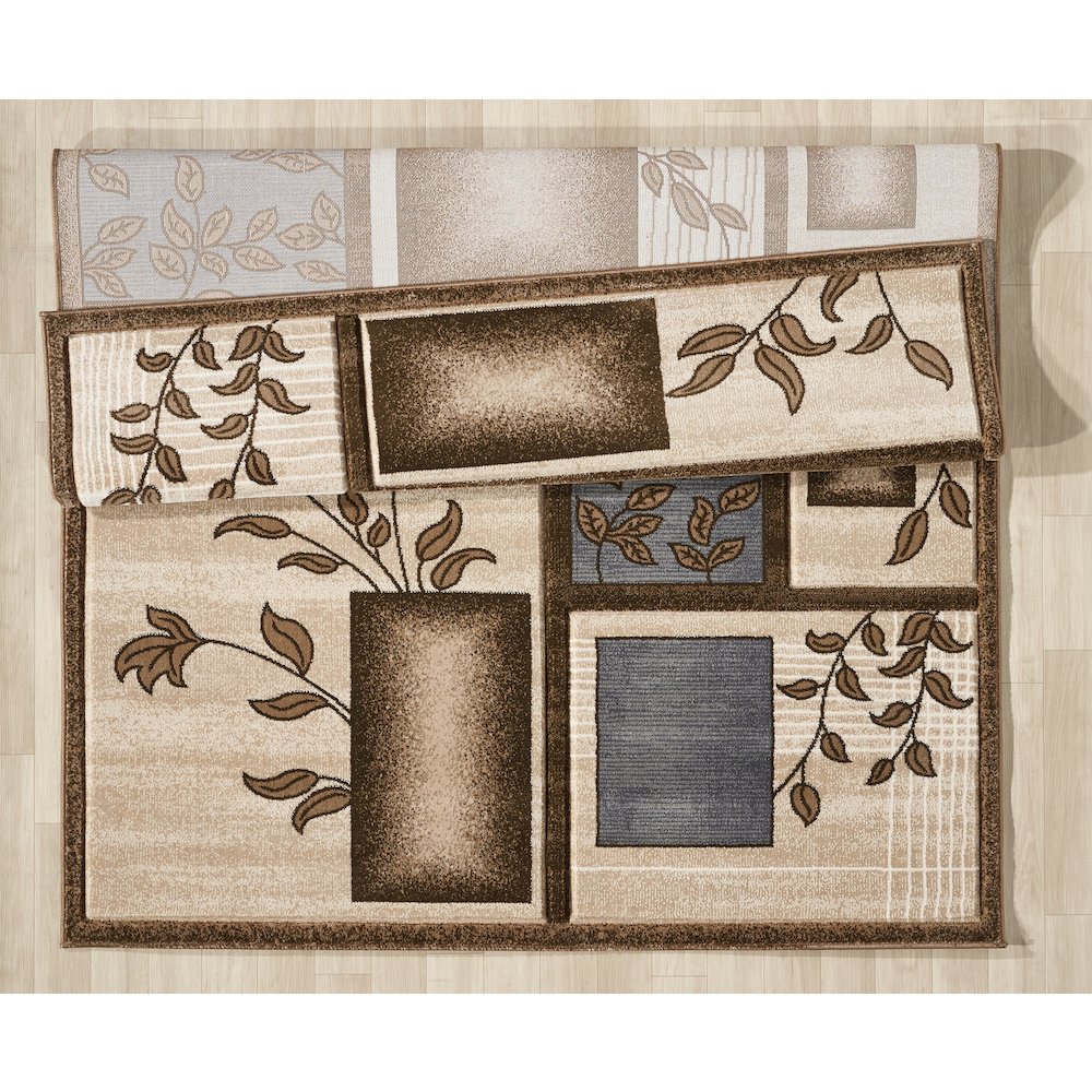 Alexia 11 Traditional Patchwork Area Rug – Blue, Brown & Beige. Picture 4