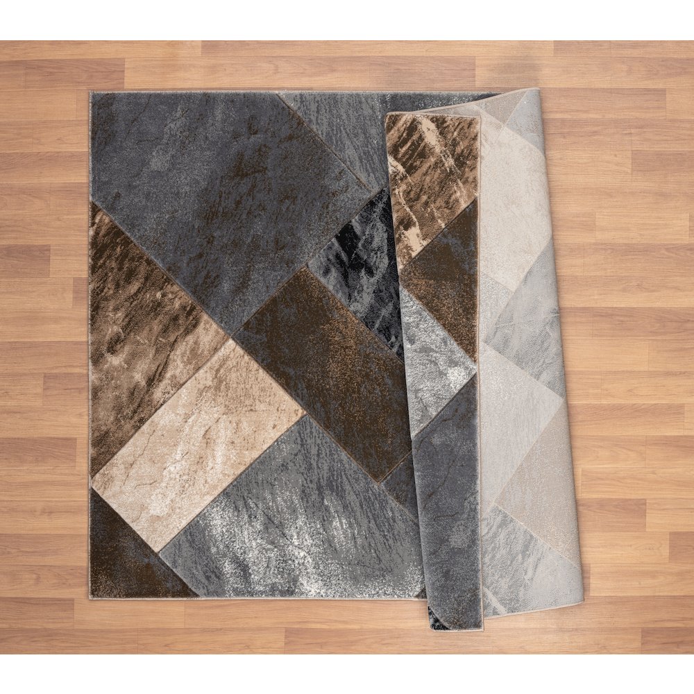 Alexia Geometric Area Rug – Brown, Gray & Charcoal. Picture 4