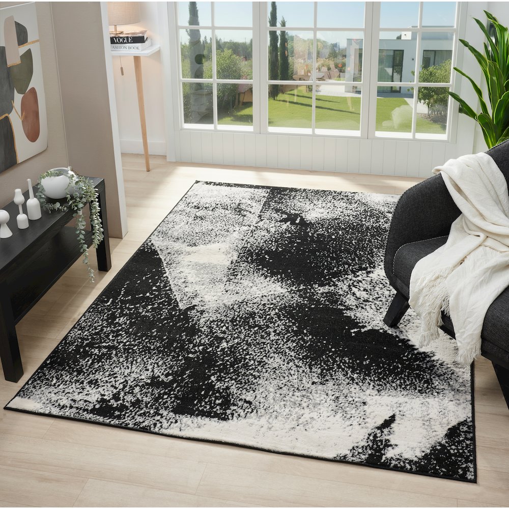 Atlas 08 Abstract Ink Black & Ivory Area Rug. Picture 2