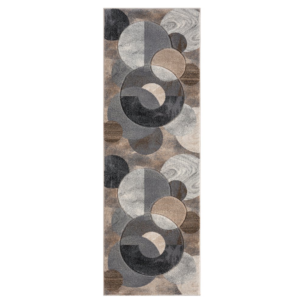 Alexia 01 Circular Abstract Area Rug – Beige, Gray & Taupe. Picture 1