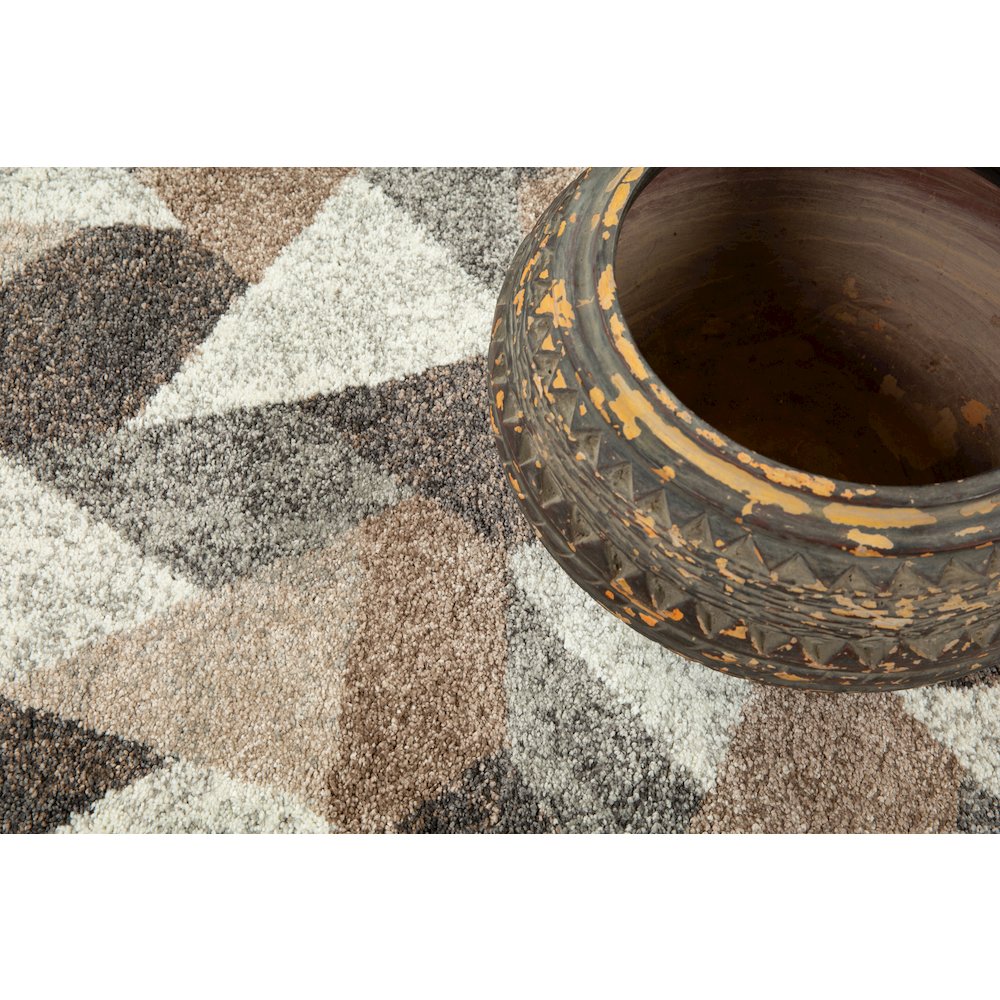 Bora 02 Abstract Mosaic Area Rug - Brown, Gray & Ivory. Picture 4