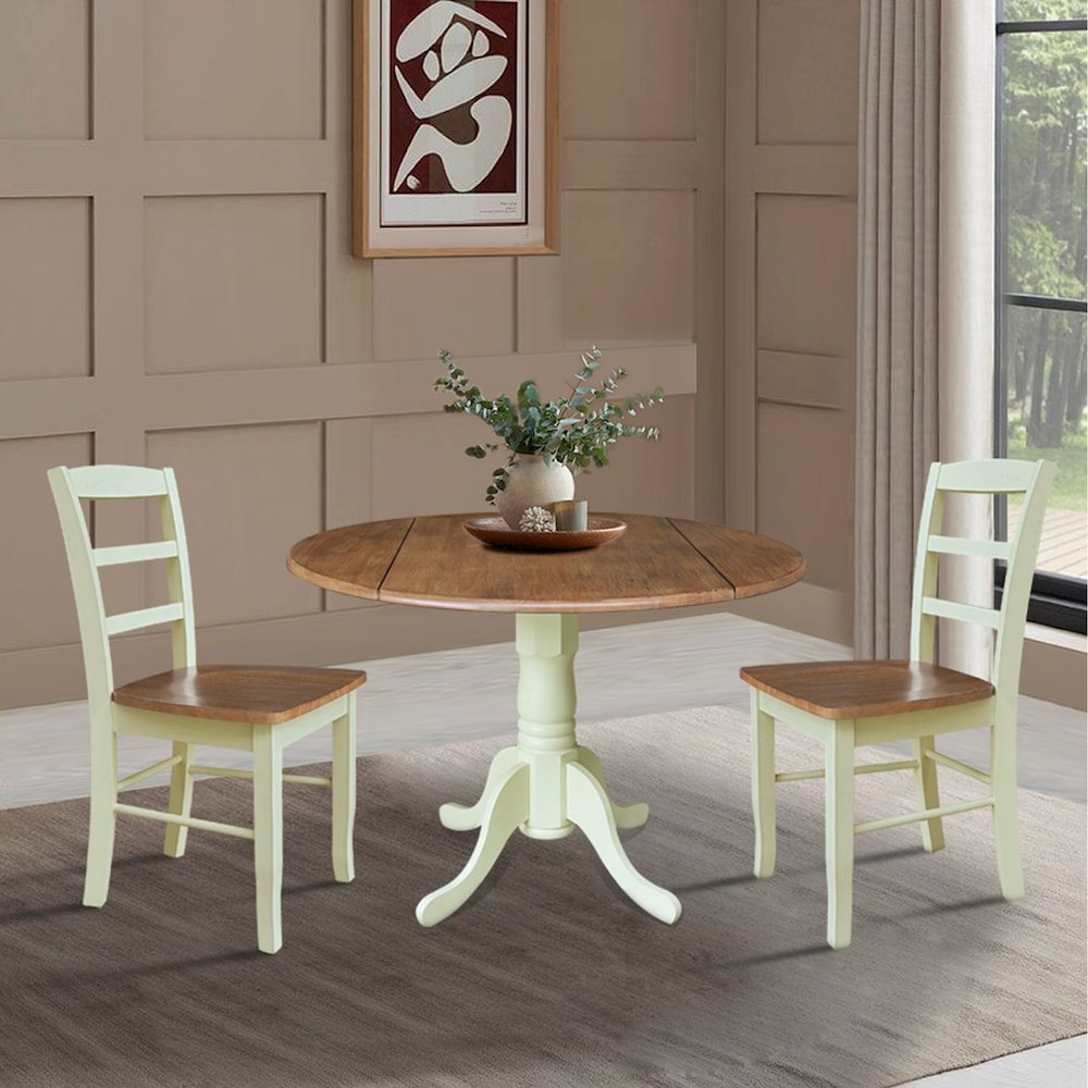 42" Dual Drop Leaf Dining Table with 2 Madrid LadderBack Chairs. Picture 2