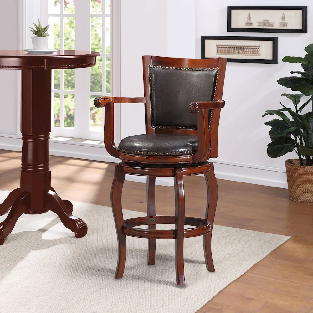 Jones Swivel Bar Stool - Brown/Cherry. Picture 5