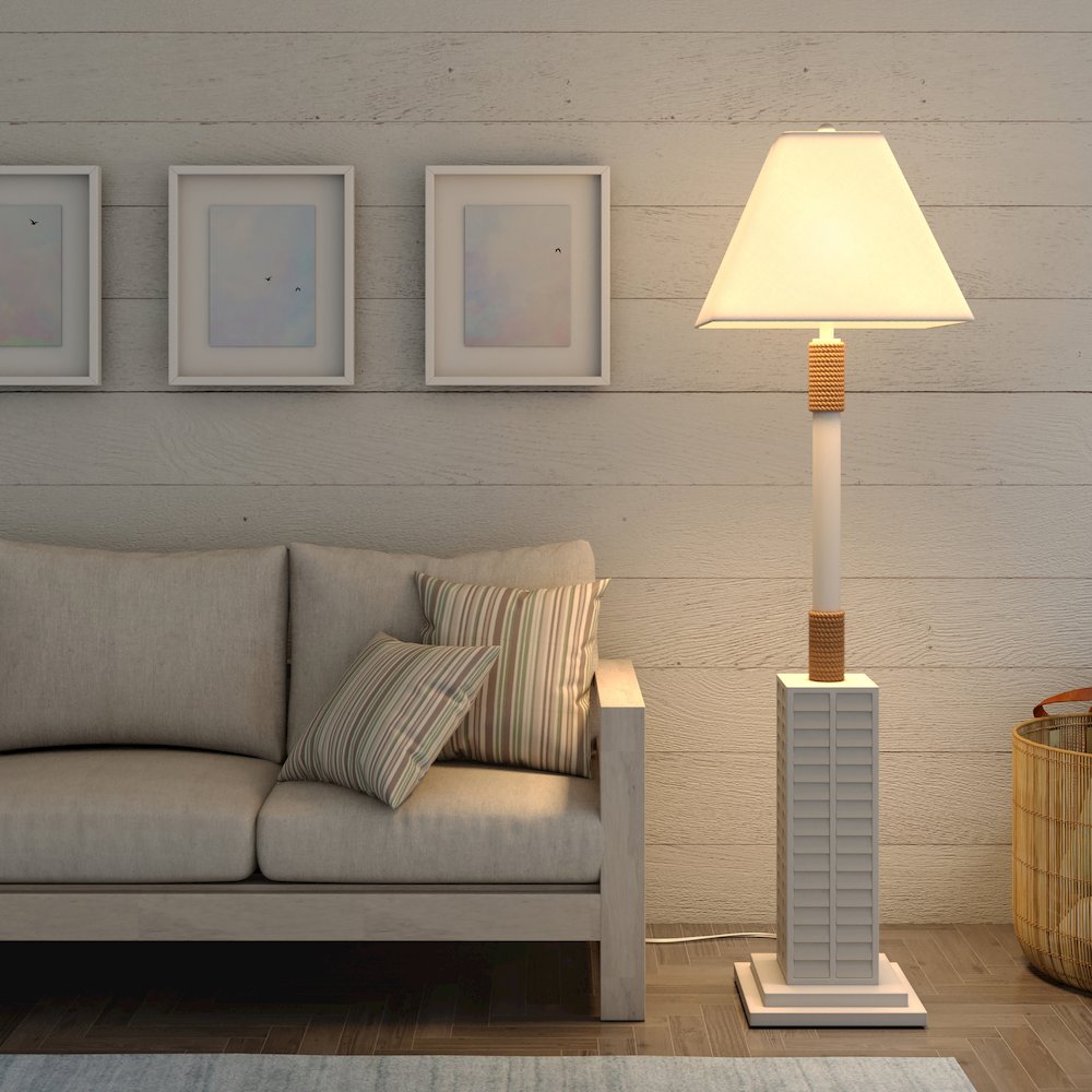 Floor Shutter 63" Polyresin Coastal Floor Lamp off white (1pk). Picture 7