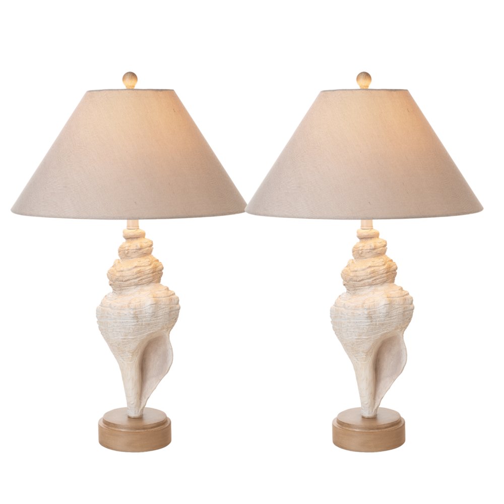 Conch - 30" Seashell Coastal Table Lamp - Set of 2 - Natural. Picture 1