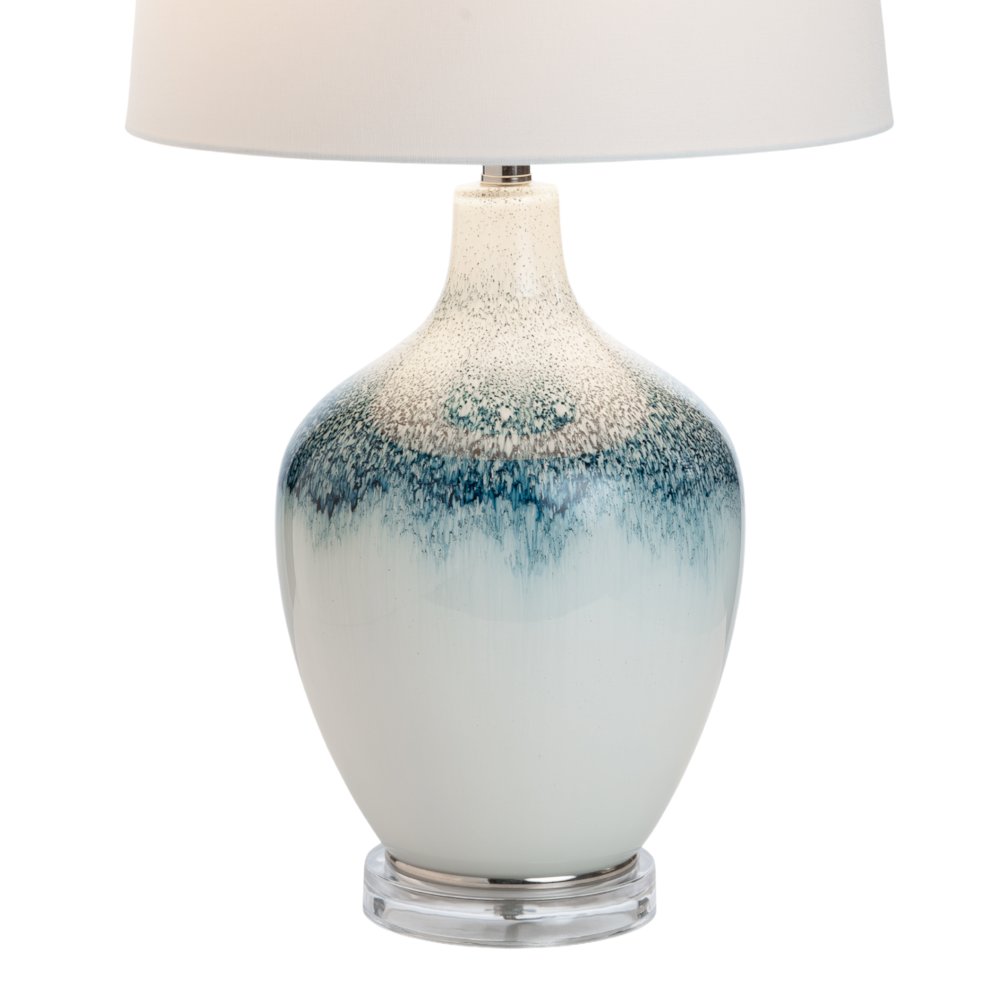 Coast - 28.5" Blue and White Glass Table Lamp - Set of 2 - Blue, White Finish. Picture 4