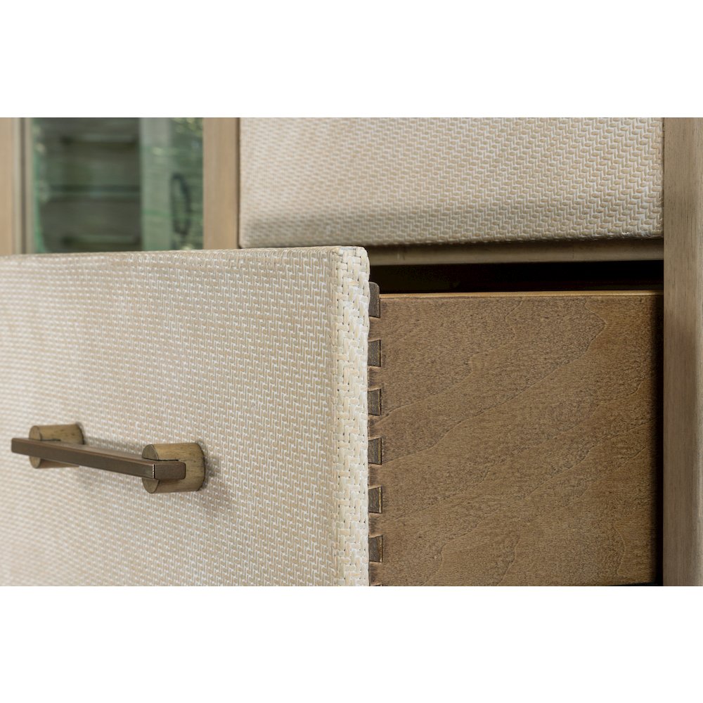 Rio Vista - Woven Mirrored Door Chest - Muted Earth Tones and Clay Finish. Picture 6