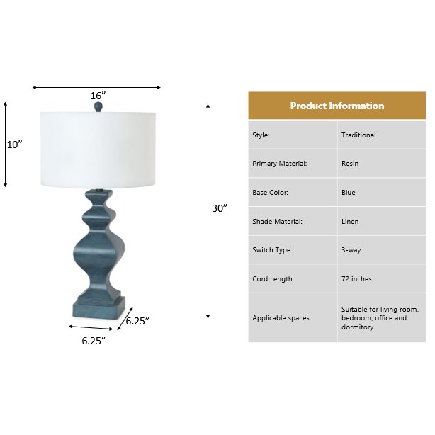 Cyrus 32" Blue Polyresin Table lamp, (Set of 2). Picture 5