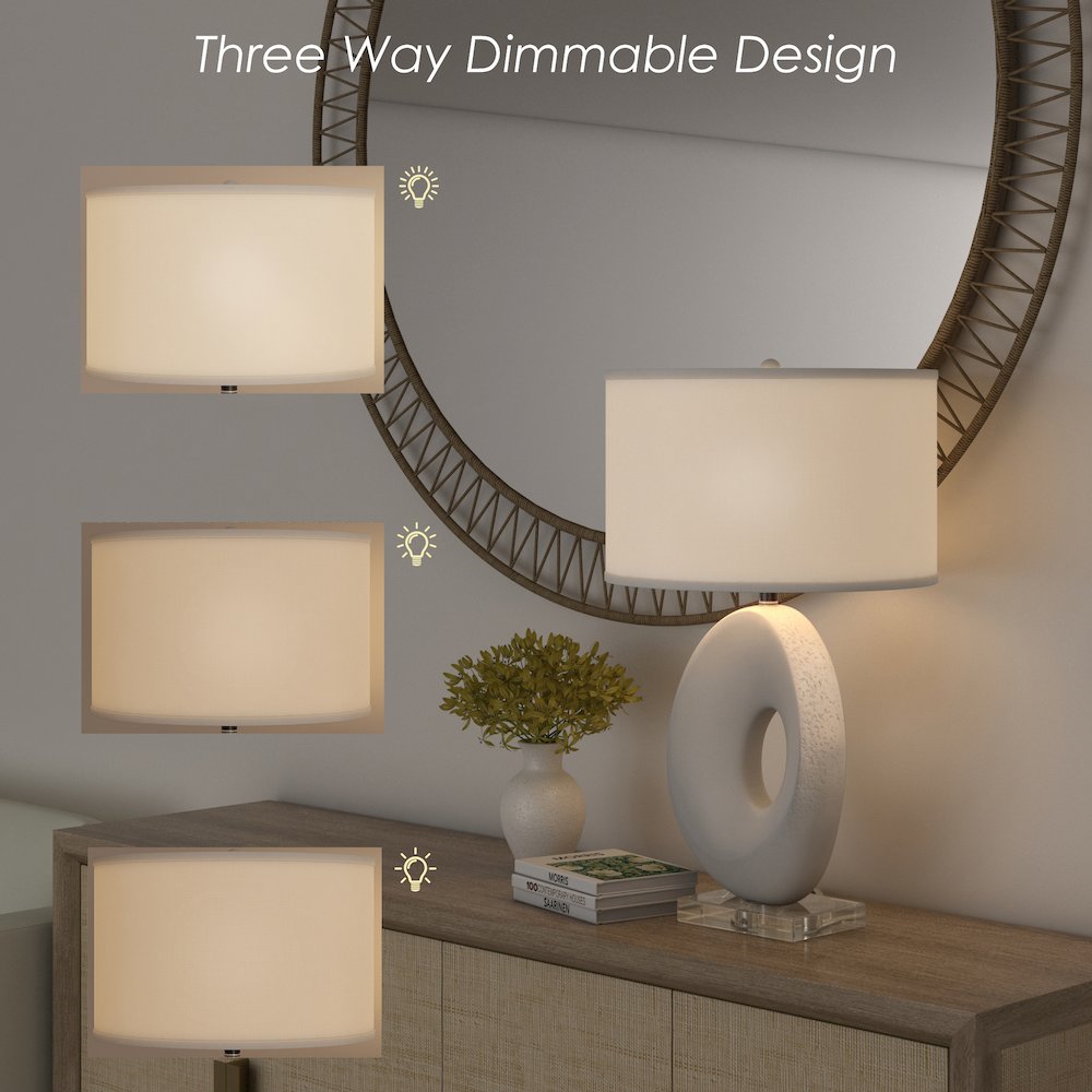 Eva - 30" Resin Table Lamp with Organic Shape and White Finish - White Finish. Picture 6