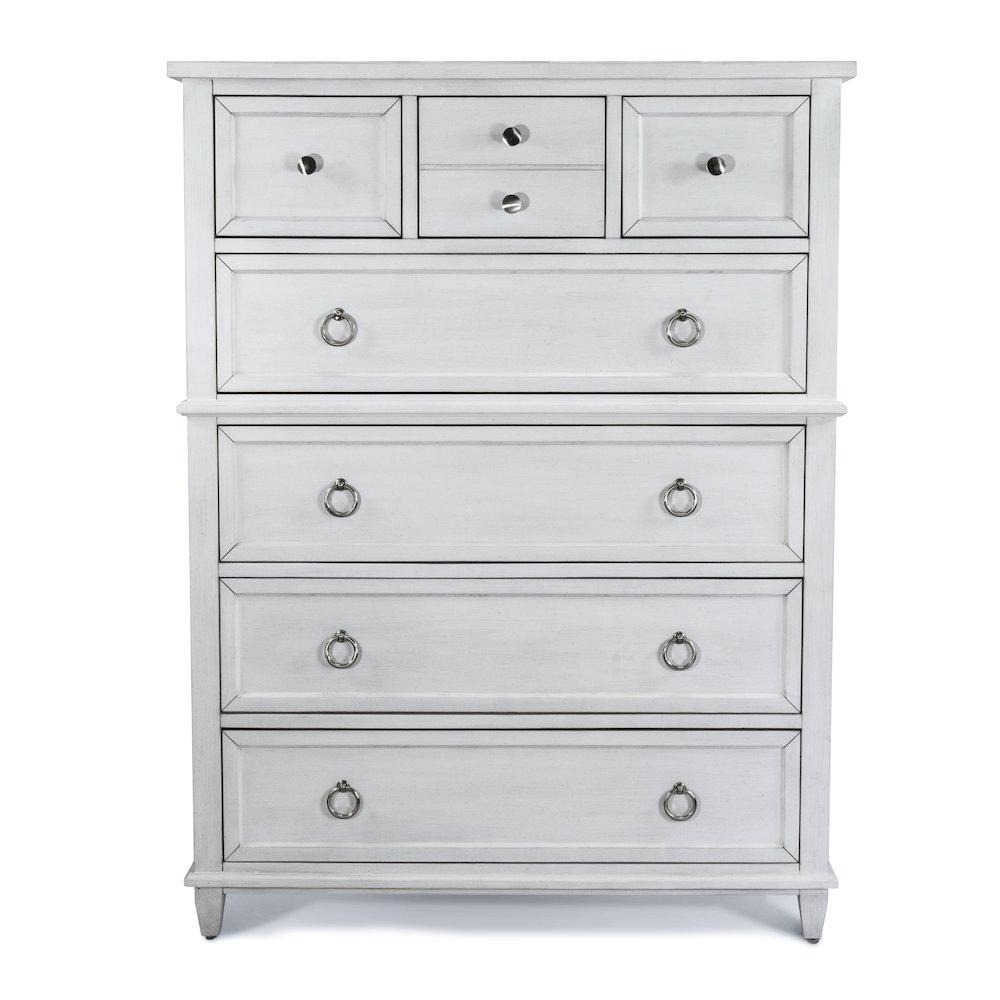 Point Breeze - 7 Drawer Chest - Fresh White with Soft Grey Glaze Finish. Picture 2