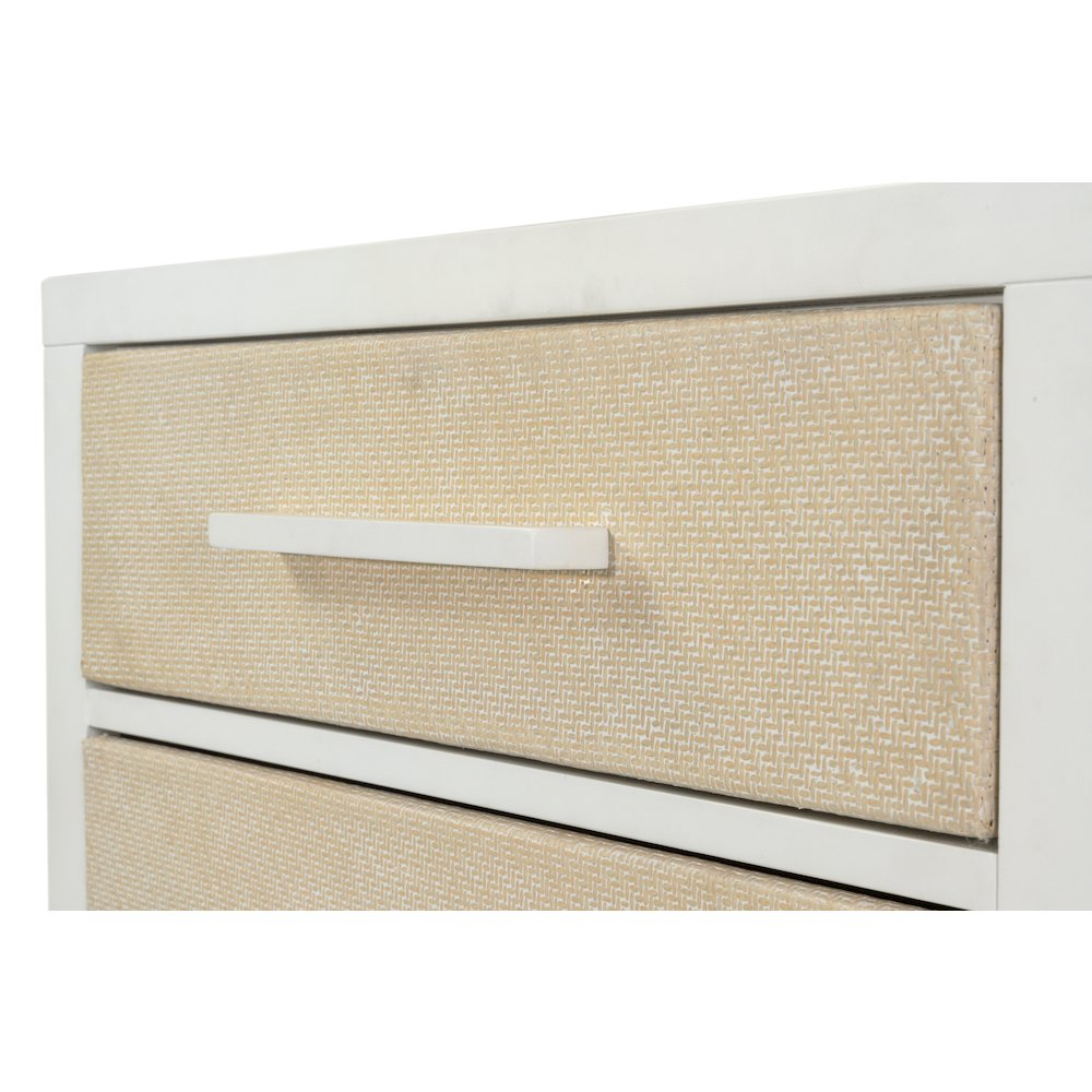 Miramar - 3 Drawer Woven Nightstand with Power Strip, USB-A and USB-C Port. Picture 7